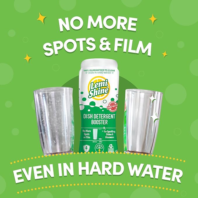 Lemi Shine Dish Detergent Booster, Hard Water Stain Remover, Multi-Use Citric Acid Cleaner 10 oz, Pack of 3