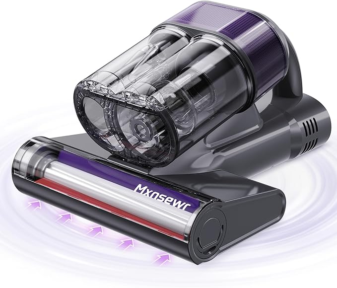 Mattress Vacuum Cleaner, 18Kpa Handheld Bed Vacuum Cleaner with 253.7nm UV-C Light, HEPA Filter & Ultrasoni, 150℉ Heat, Smart Dual Cup, and One-Click ash Removal for Bed, Sofa(Gray)