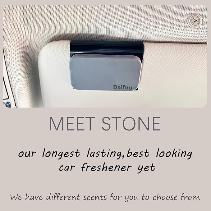 Amber Air Freshener, Stone Scent Starter Kit, Odor Eliminator - Car Visor Clip (Pack of 1 - Amber Scent)