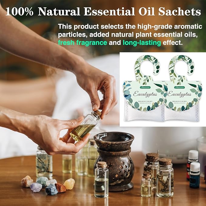 15 Packs Eucalyptus Scented Sachets Bag for Drawers and Closets, Air Freshener for Home Fragrance Sachet, Long-Lasting Hanging Closet Deodorizer Smell Goods for House