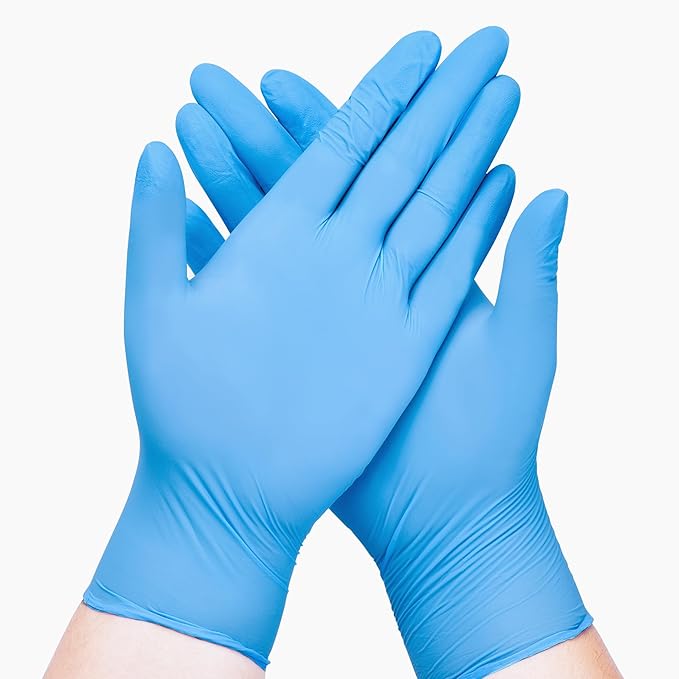 Disposable Nitrile Exam Gloves, Blue, Nitrile Gloves Disposable Latex Free, Medical Gloves, Cleaning Gloves, Food-Safe Rubber Gloves, Powder Free, Non-Sterile, 100-ct Box (Large)