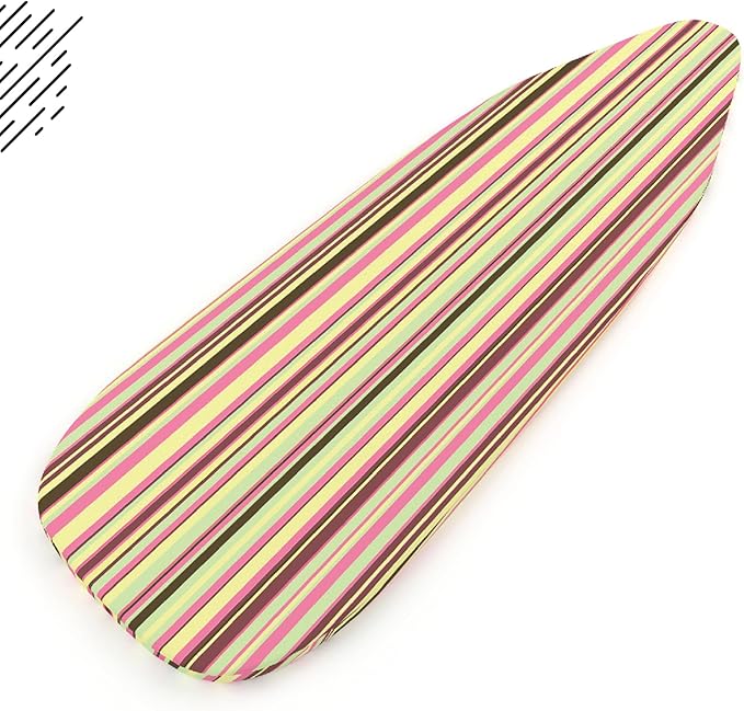 Encasa XO Ironing Board Cover and Pad - Thick 4mm Felt, Heat & Scorch-Resistant, Fits Wide Boards 49"x18", Elastic Bungee Cord Tightening, Easy Fit, Stain-Safe Dye, Multistripe