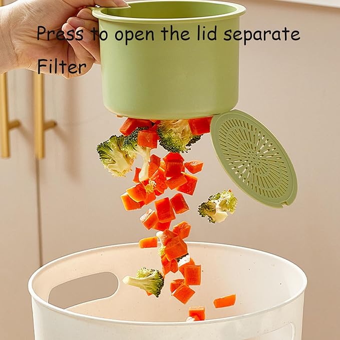 Sink Strainer Basket, Hanging Kitchen Sink Strainer Basket, Press to Dump, Easy Installation, Food Fruit & Vegetable Drainer Rack, Corner Waste Collector (Yellow)