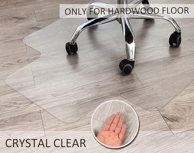 Office Chair Mat for Hardwood Floor, 48”x 36” Vinyl Desk Chair Mat Clear Floor Protector Mat for Rolling Chair Office & Home, Easy Glide and Flat Without Curling