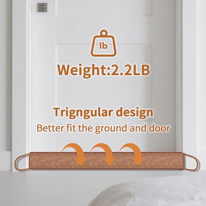 QUOLIX Triangle Under Door Draft Stopper Bottom Door Gap Filler & Seal Windproof Coating Cover Fits 30” to 36” Door Block Noise, Sound, Hot Air, Light, Bugs Easy Install Draft Blocker (36inch-Brown)