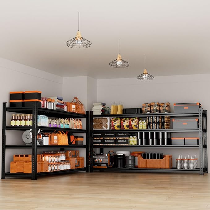 Storage Shelves Heavy Duty 2 PCS, 60"L x 24"W x 60"H Garage Wire Shelving Unit Loads 2640LBS, 4-tier Adjustable Metal Industrial Utility Shelf Rack for Kitchen, Laundry, Pantry, Warehouse, Basement