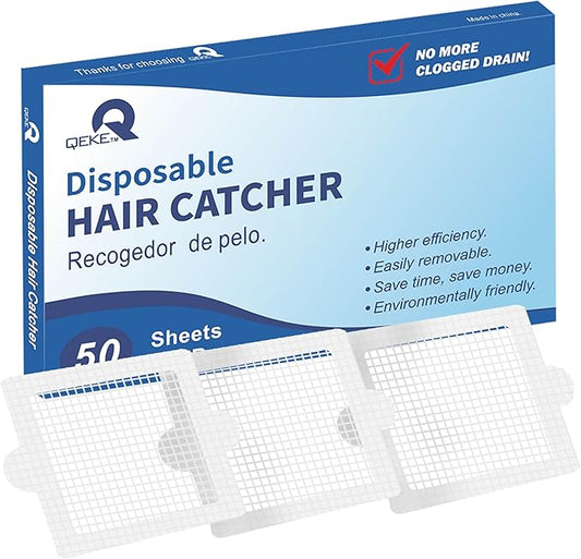Disposable Hair Catcher Shower Drain Mesh Stickers, Hair Catchers for Shower, 50 Pack, 4.1 Inch - Square