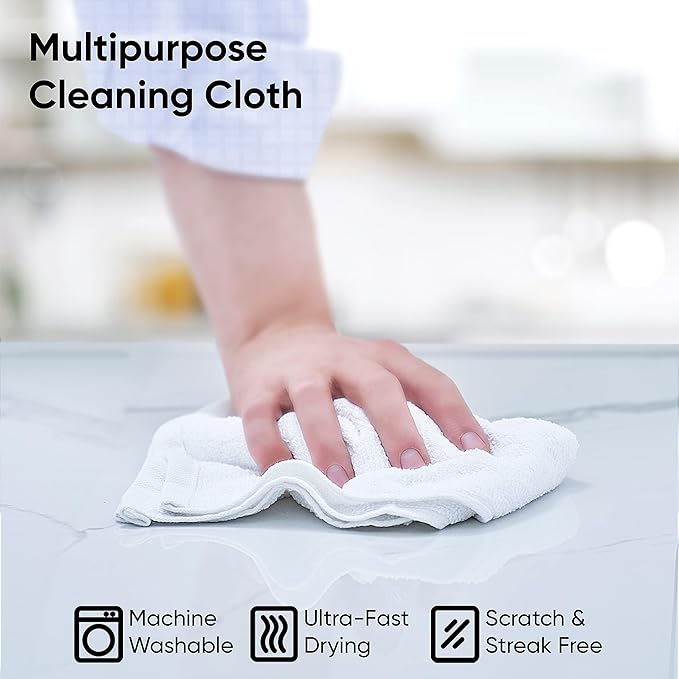 Superio Terry Cloth Rags White Washcloths 100% Cotton 12" Cleaning Cloths, Kitchen Towels, Facial Washcloth, Spa Cloths, Hand Towel, Small Lint Free Rags for Multi-Purposes (36 Pack)