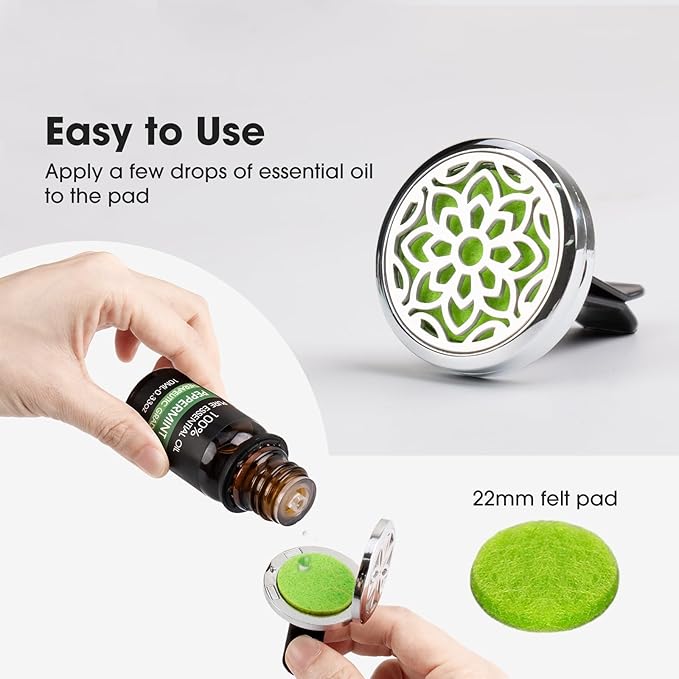 ttstar Car Diffuser Vent Clip - 30mm Aromatherapy Essential Oil, 3 Car Air Fresheners Vent Clips with 36 Refill Pads and 5 Essential Oils Gift for Women