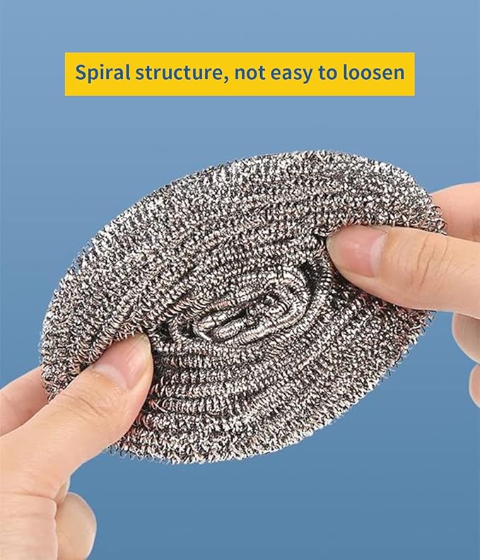 6Pcs Steel Wool Scrubbers - Flexible Scrubber Pads for Cleaning Dishes, Pots, Pans, Grills and Sinks