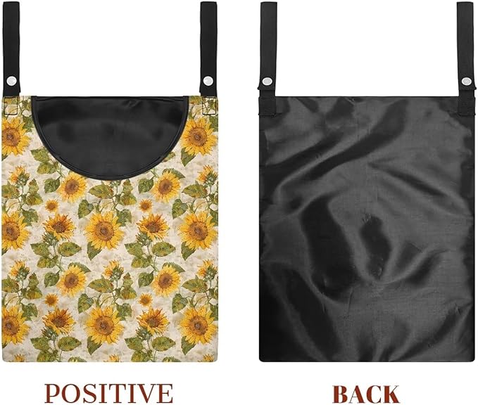 Sunflower Clothespin Organizer Bag with Hanging Hook Waterproof Clothes Pin Storage with Large Opening for Clothesline Outdoor