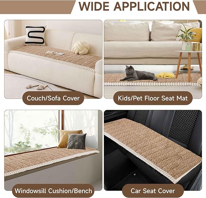 OTOB Couch Cover for Dogs Washable All Seasons, Non Slip Fuzzy Pet Couch Covers Sofa Slipcovers Cushion Mat, Plush Soft Cozy Kids Pet Friendly Furniture Protector (Coffee, 23.6" x 47.2")