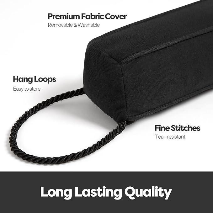 Comfyanno 38 Inch Weighted Door Draft Stopper for Front Door, Easy to Use Heavy Door Bottom Cold Air Blocker, for Exterior, Apartment, Back Door, Fits Door Gap Up to 3”, 2.2lb