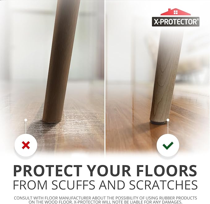 Non Slip Furniture Pads X-PROTECTOR 48 PCS - 32 pcs 1” Round + 16 pcs 2" Square Furniture Grippers! Rubber Feet Hardwood Floor Protectors for Furniture Legs - Couch Stoppers - Keep Furniture in Place!