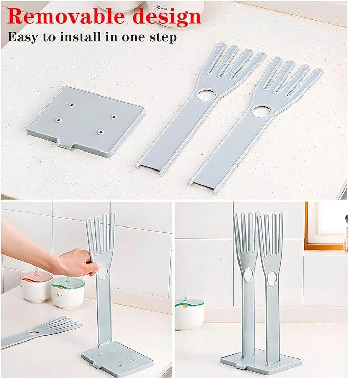 Kitchen Glove Holder Kitchen Glove Stand Holder Rubber Glover Drying Dryer Rack Reusable Rubber Glove Clothes Drying Rack for Dish Gloves and Rags (Pink)
