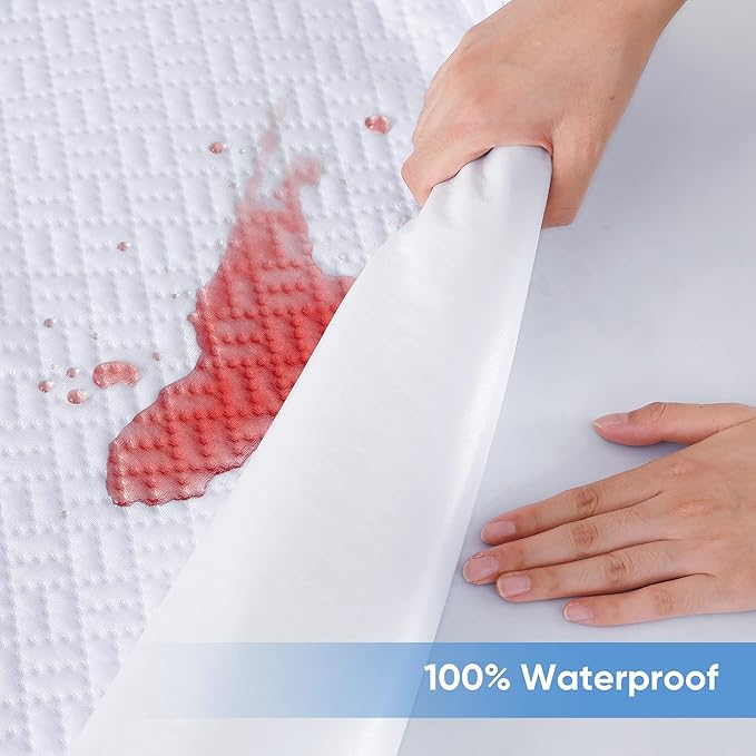 Hanherry 100% Waterproof Mattress Protector Full Size, Mattress Cover 3D Air Fabric Cooling Mattress Pad Cover Smooth Soft Breathable Noiseless, 8''-21'' Deep Pocket