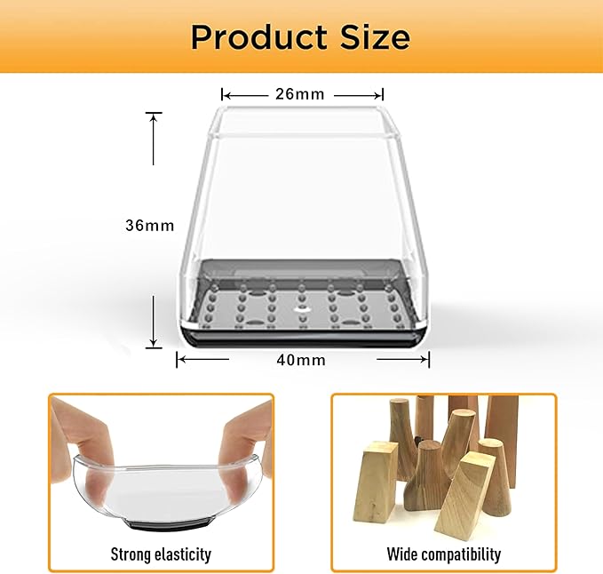 Furniture Sliders,24 PCS Chair Leg Sliders for Carpet, Furniture Movers Sliders, Carpet Chairs Furniture Glides, Floor Protectors, Carpet Moving Sliders Easily Move.(Clear, Fit:1.2-1.6")