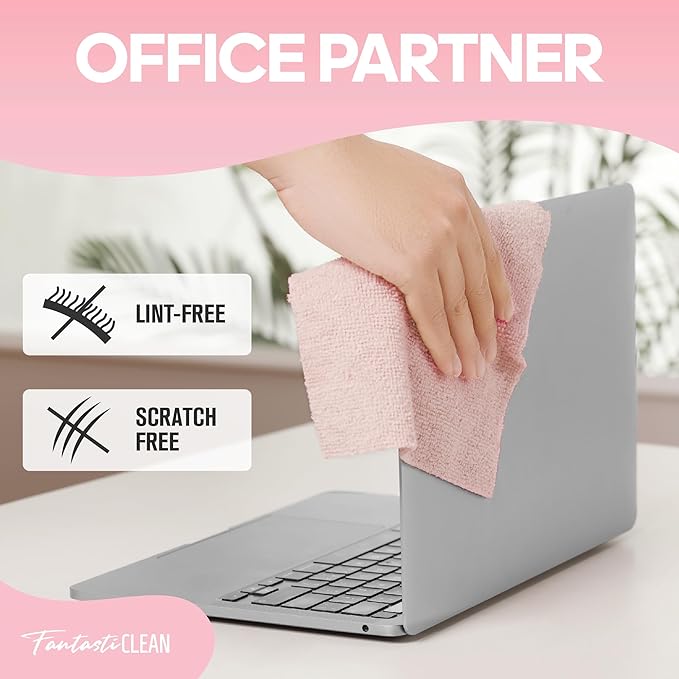 Fantasticlean Microfiber Cleaning Cloth Roll 4 Rolls 240 Pack, Tear Away Paperless Towels, 8" x 8", Reusable Washable Rags, Home Kitchen, Pet, Office, Indoor Outdoor, Portable (2Pink 2Light-Purple)