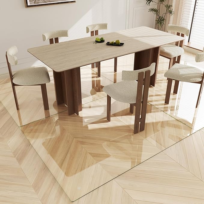 Koonmi Tempered Glass Chair Mat 51"x63" - Premium Office Chair Mat for Hardwood Floors & Low-Pile Carpet with 4 Non-Slip Pads - Thick Scratch-Resistant Surface