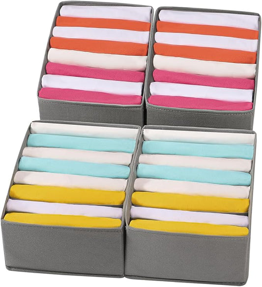 Coorganisers4 Packs T-shirt Drawer Organizers for Clothing,8 Grids Compartment Wardrobe Storage Box, Clothes Organizer for Folded Clothes, T-shirt, Legging-12.59''x9.05''x5.9