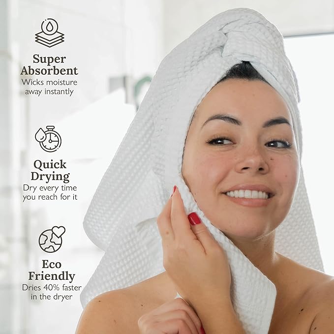 GILDEN TREE Waffle Hand Towels for Bathroom Quick Dry Towel Super Absorbent Thin 100% Cotton Hand Towels Lint Free, Hand Towels for Bathroom Set of 2, Classic Style (White)