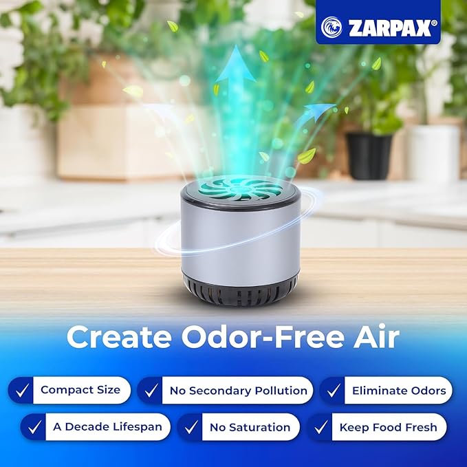Refrigerator Deodorizer - Double Pack - Fridge Smell Eliminator Lasts for 10 Years -18ft3 Capacity Strong Fridge Odor Absorber, Eliminator & Air Purifier - More Effective Than Baking Soda
