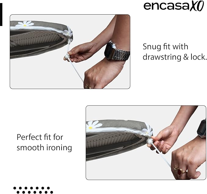 Encasa XO Ironing Board Cover and Pad 54"x15" - Thick 3mm Felt Padding, Drawstring Tightening & Lock, Easy Fit, Scorch & Stain Resistant, Fits Standard Large Ironing Board - Peach Tiles