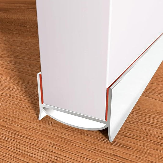 Door Draft Stopper, Strong Adhesive Door Sweep for Exterior and Interior Doors, 39” Length Cuttable Under Door Seal. (White, 1 Pack)