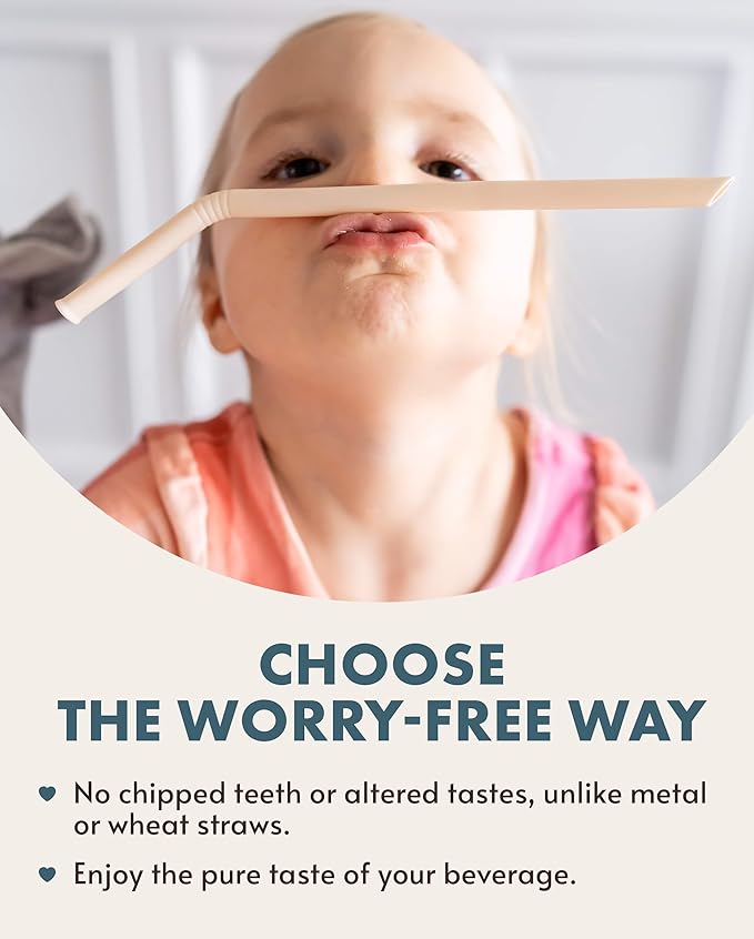 Nightingale Reusable Silicone Straws - Bendy Drinking Straw with Cleaning Brush - Collapsible and Bendable Travel Straw for Kids - Dishwasher Safe, Food-Safe - Set of 6 (Marine Multi)