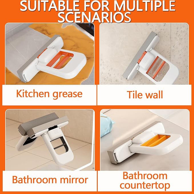 Mini Foldable Desktop Mop, Portable Cleaning Sponge Mop Self-Squeeze Sponge Cleaning Tool for Wet Dry Use on Kitchen Countertops Glass Bathroom Car (1 Pcs Gray)