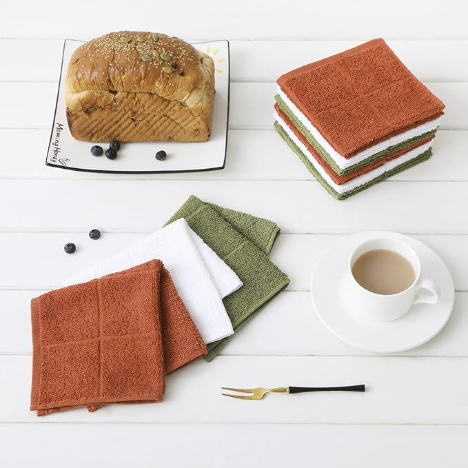Glynniss Kitchen Dish Cloths Highly Absorbent Dish Rags 100% Cotton Wash Cloths for Washing Dishes (Rust, 50)
