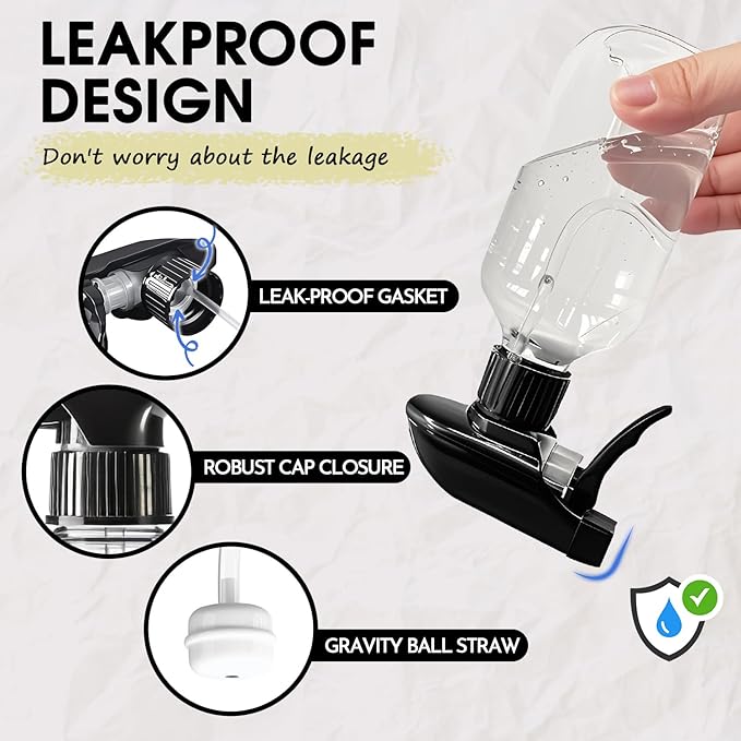 2 Packs Plastic Spray Bottles 360° Water Spray Bottle for Cleaning - 10 oz/300 ml Upside Down Spray Bottle Small Squirt Bottle with Adjustable Nozzle for Hair, Cooking, Plant, Pet (Clear + Green)