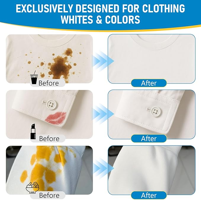 Bleach Pen for Clothing, 10.5 fl oz Stain Remover Pen for Whites & Colors, Portable Bleach Stick Stain Remover Gel for Travel & Home Use, Instantly Remove Stains Pen (Fresh Scent)
