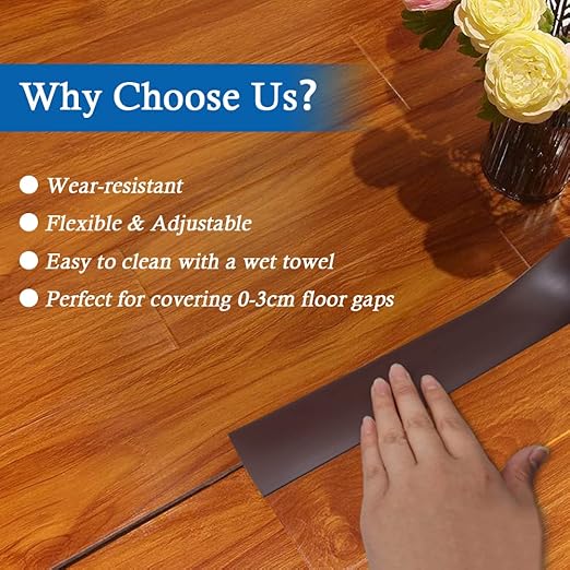 Floor Transition Strip Self Adhesive Floor Cover Strips Laminate 2" Wide Vinyl Flat Divider Transitions (5cm, 6.56Ft, Brown)