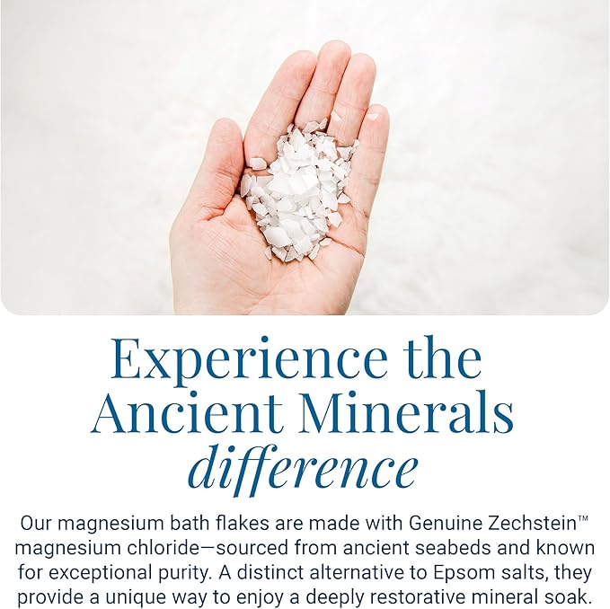 Ancient Minerals Magnesium Bath Flakes - Bathing Alternative to Epsom Salt - Soak in Natural Salts - High-Absorption Efficiency for Relaxation, Wellness & Muscle Relief (4 .4 lb)
