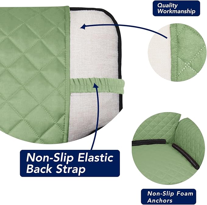 PureFit Reversible Quilted Sofa Cover, Water Resistant Slipcover Furniture Protector, Washable Couch Cover with Non Slip and Elastic Straps for Kids, Dogs, Pets (Loveseat, Sage Green/Ivory)