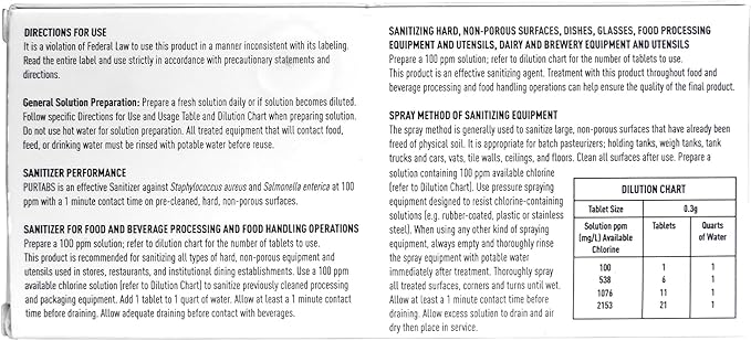 334mg Sanitizer Tablets, NSF D2 Certified, Food Safe, 99.9% Virus & Bacteria Kill, Hypochlorous Acid (HOCl), Cleans, Deodorizes & Disinfects