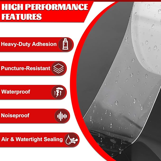 Transparent Window Weather Sealing Tape 2 Inch x 66 FT Weather Stripping Residue-Free Clear Window Insulation Caulk for Shower Glass Gaps and Clear Tape Doors Windows Windproof