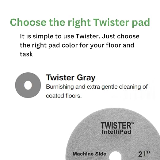 Diversey DD800576 TASKI Twister Intellipad Diamond Coated Floor Machine Cleaning Pad, Made in USA, Burnish to High Super Gloss Finish, Grey/Brown, 21-inch (Pack of 2)