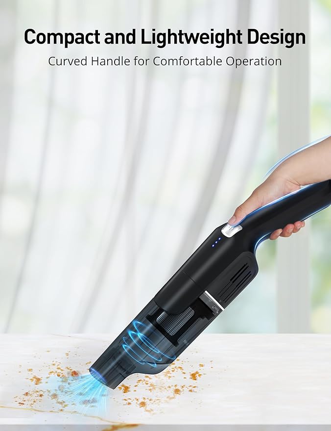 Successor Handheld Vacuum, Cordless Vacuum 15KPA Powerful Car Vacuums, Rechargeable, Charging Dock, Ergonomic Handle, 2-in-1 Crevice Tool, Portable Handheld Vacuums with 2-Speed for Car