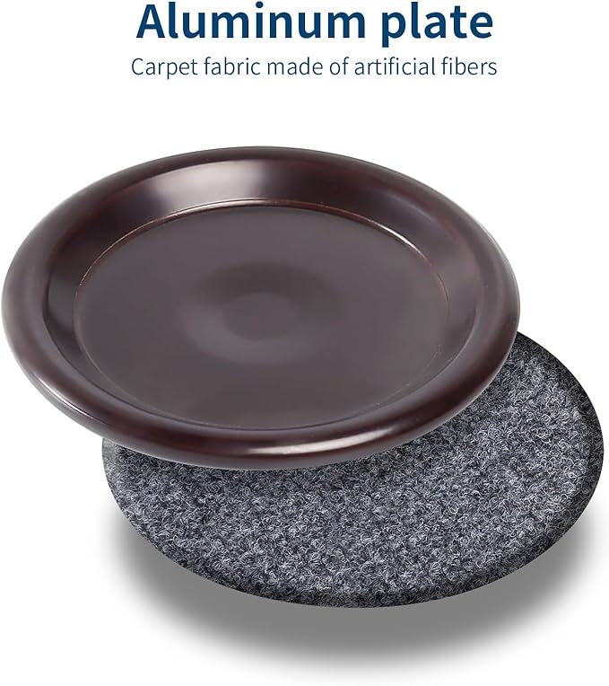Ezprotekt 1 5/8" Round Reusable Felt Furniture Caster Cups with Carpet Bottom, 16 Pcs Felt Furniture Sliders Floor Protectors Pads to Protect Hardwood, Tile Floors Carpet from Scratches (Brown/Gray)