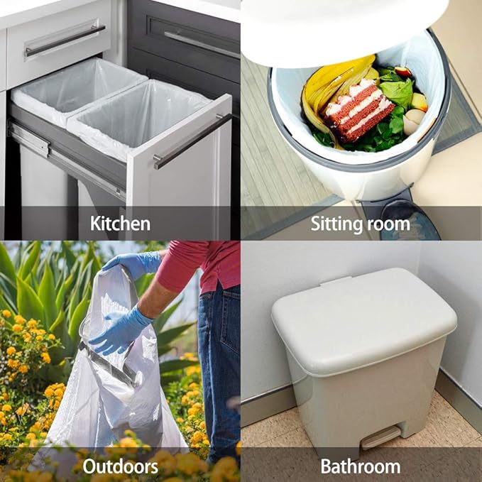 15 Gallon 120 Counts Strong Tall Kitchen Drawstring Trash Bags by Teivio, Medium Plastic Garbage Bags for Home Kitchen Office Garden Tall Trash Can, Waste Bin Liners White
