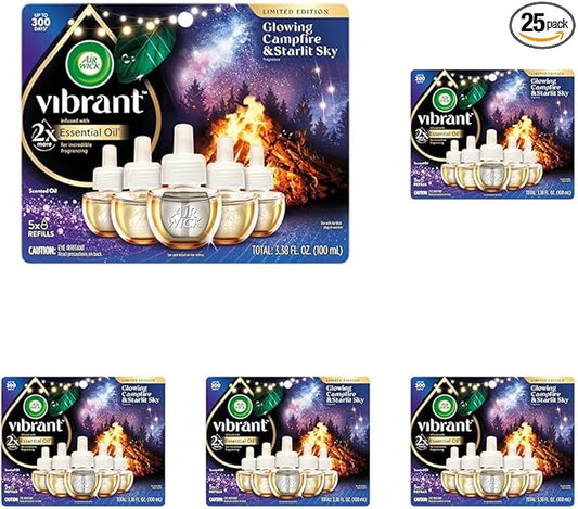 Air Wick Plug In Vibrant Scented Oils Refills, Campfire & Starlit Sky, 5 ct (Pack of 5)