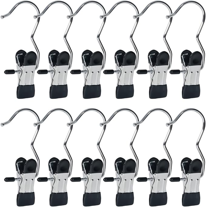 15/30Pcs Upgrade Double Head Clamp Dipped Clothespin for Laundry Hooks with Clips, Boot Holder, Hanging Clips, Portable Multifunctional Hangers Single Clip Space Saving for Jeans, Hats (30, Black)