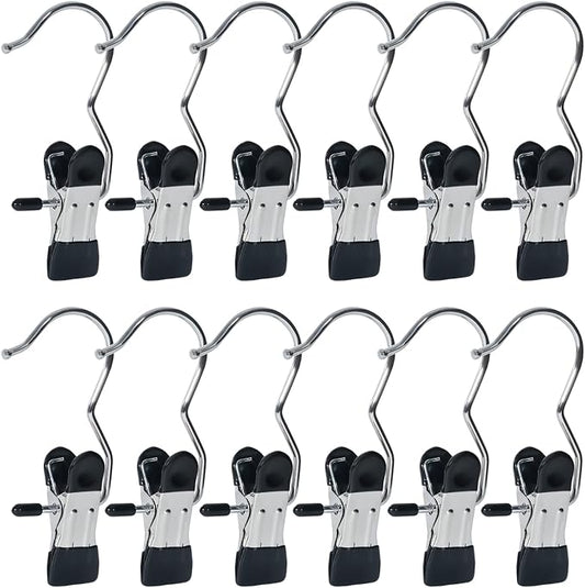 15/30Pcs Upgrade Double Head Clamp Dipped Clothespin for Laundry Hooks with Clips, Boot Holder, Hanging Clips, Portable Multifunctional Hangers Single Clip Space Saving for Jeans, Hats (30, Black)