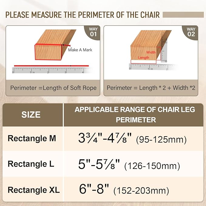 BUMACO Chair Leg Floor Protectors Rectangle Chair Leg Protectors for Hardwood Floors Silicone Pads Covers to Protect Floors(Clear-40 Pcs, Rectangle M Fit (Perimeter: 3-3/4"~4-7/8")