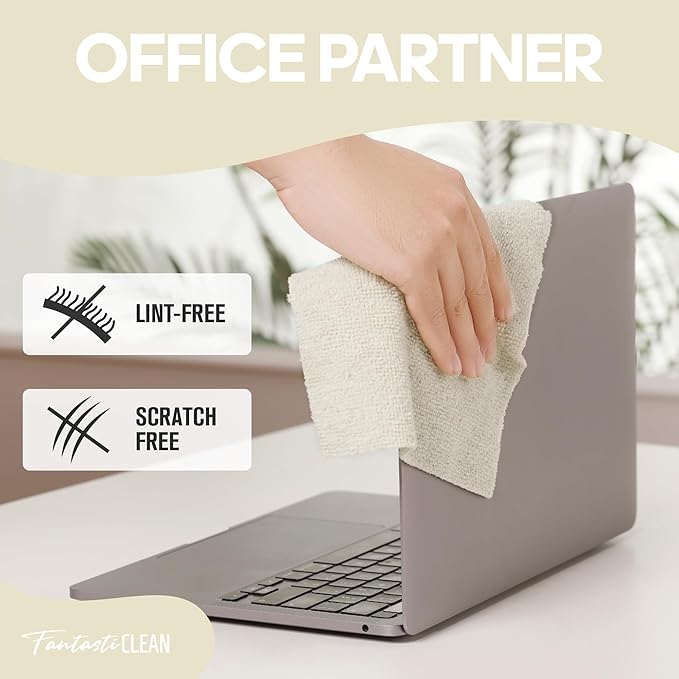 Fantasticlean Microfiber Cleaning Cloth Roll 2 Rolls 120 Pack, Tear Away Paperless Towels, 8" x 8", Reusable Washable Rags, Home Kitchen, Pet, Office, Indoor Outdoor, Compact Portable (Off-White)