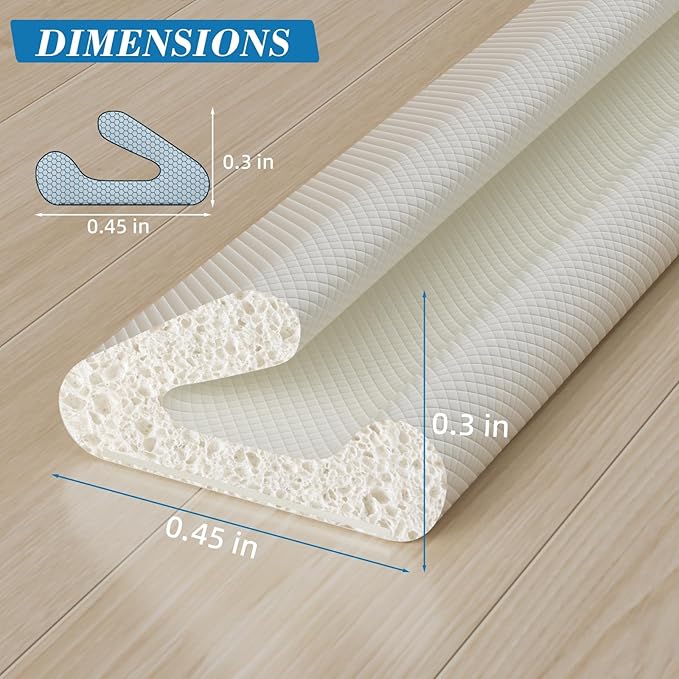 V-Shaped Weather Stripping Door Seal, 33FT Draft Stopper for Doors/Windows, Gaps, Dustproof, Soundproof & Thermal Insulating, Noise-Reducing, Light-Blocking Door Gap Filler
