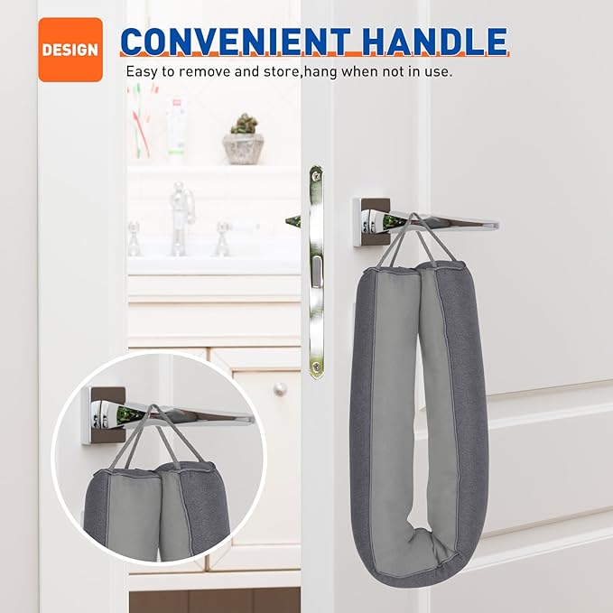 MAGZO Door Draft Stopper 36 Inches, Weighted Triangular Door Snake for Winter Noise Blocker with Hook Loops,Gray