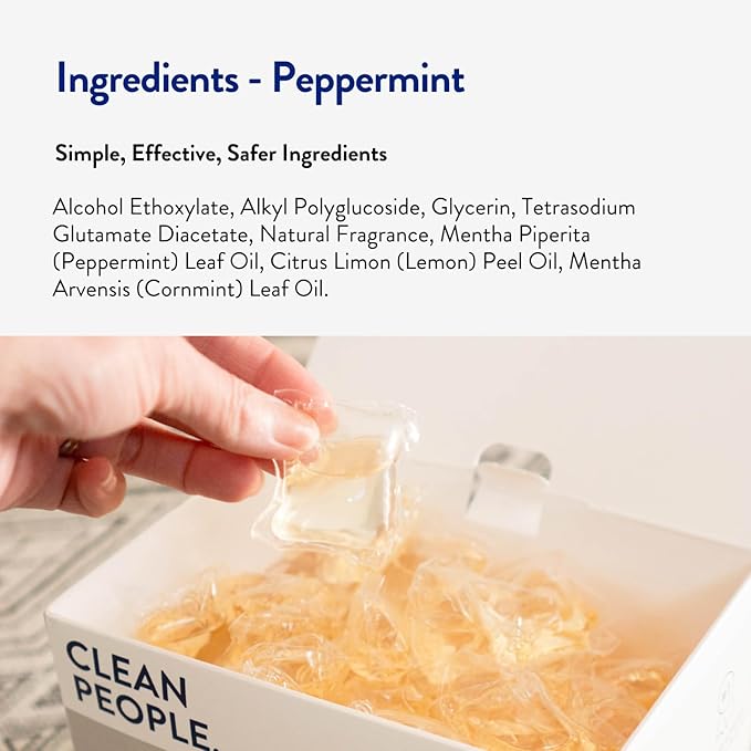 The Clean People Laundry Detergent Pods - Hypoallergenic Laundry Pods - Ultra Concentrated, Recyclable Packaging, Stain Fighting - Peppermint, 96 Pack